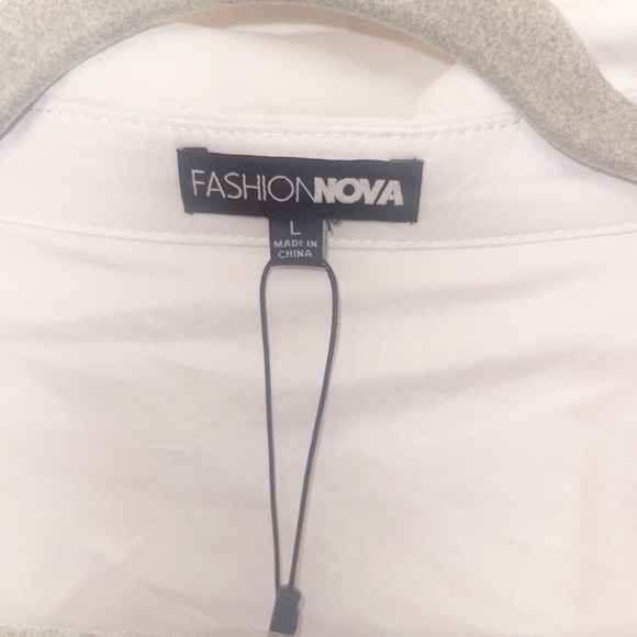 Fashion Nova Cashin’ Out Poplin Bodysuit- White - Picture 8 of 9